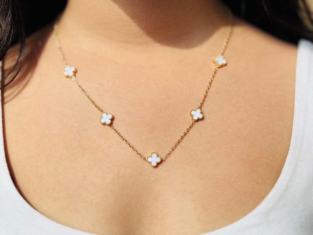 Anti-Tarnish Clover Charm Gold Necklace