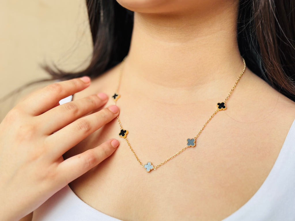Golden Black Clover Charm Anti-Tarnish Necklace