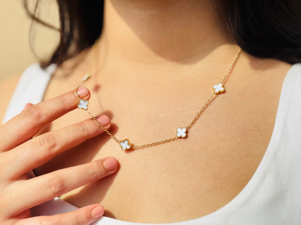Anti-Tarnish Clover Charm Gold Necklace