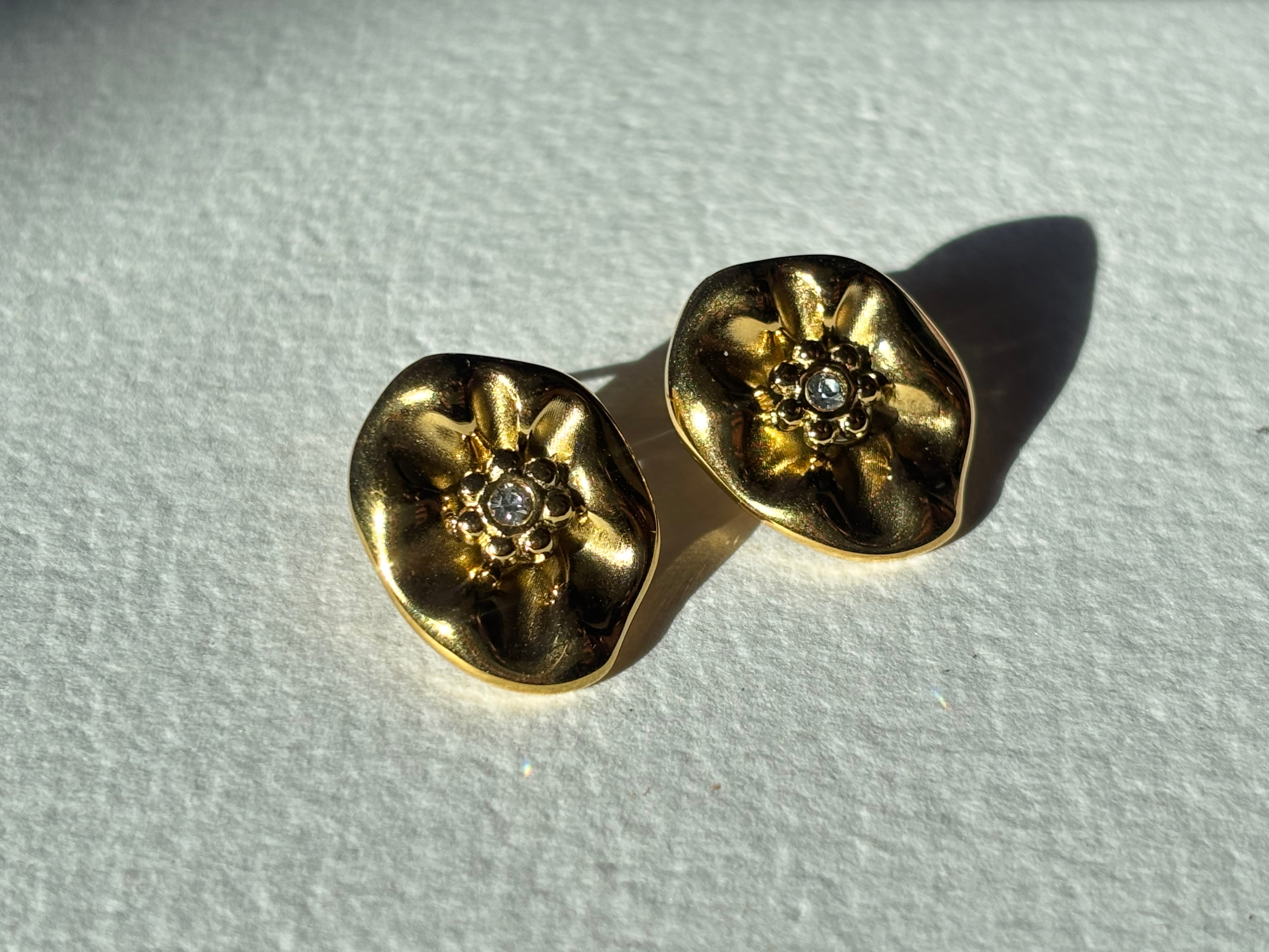 Golden Bloom Crystal Stud Earrings