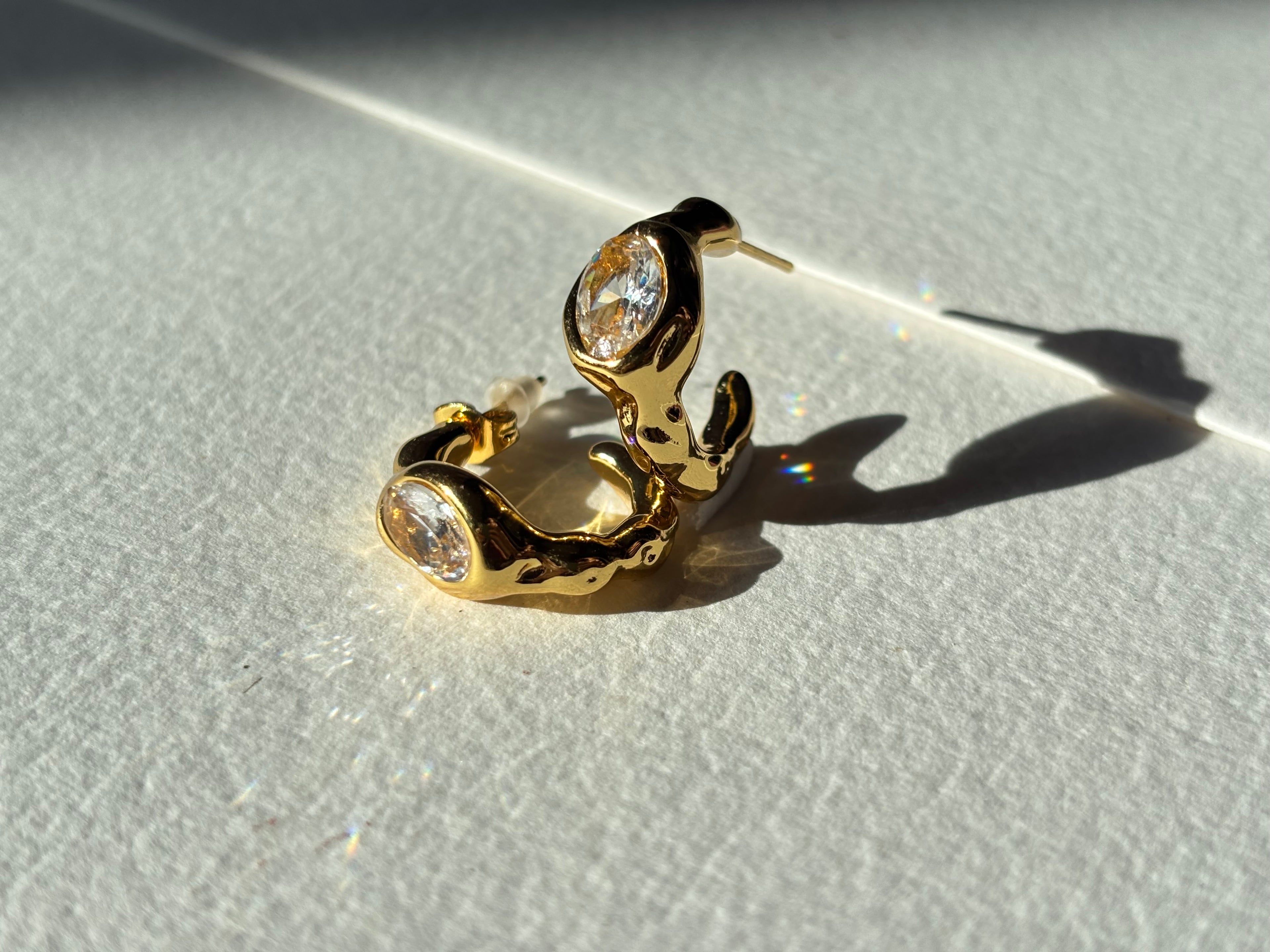 Luna Textured Oval Zircon Hoops