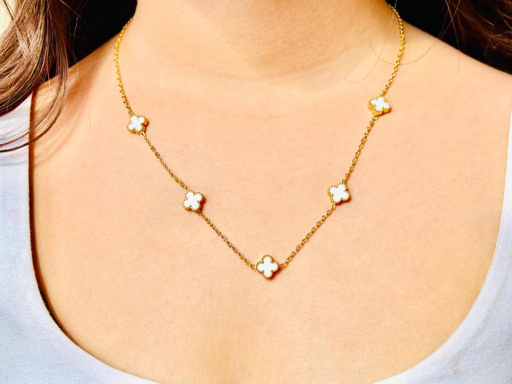 Anti-Tarnish Clover Charm Gold Necklace